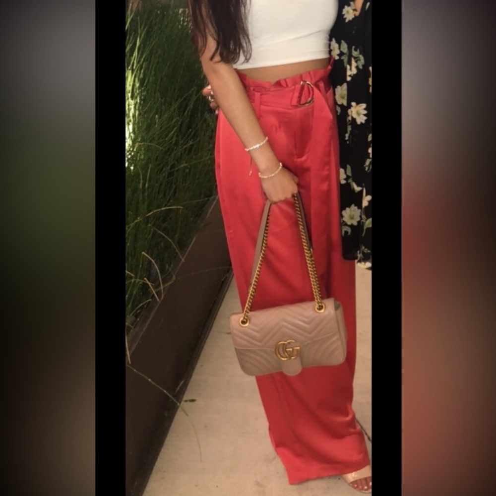 orange wide leg trouser pants